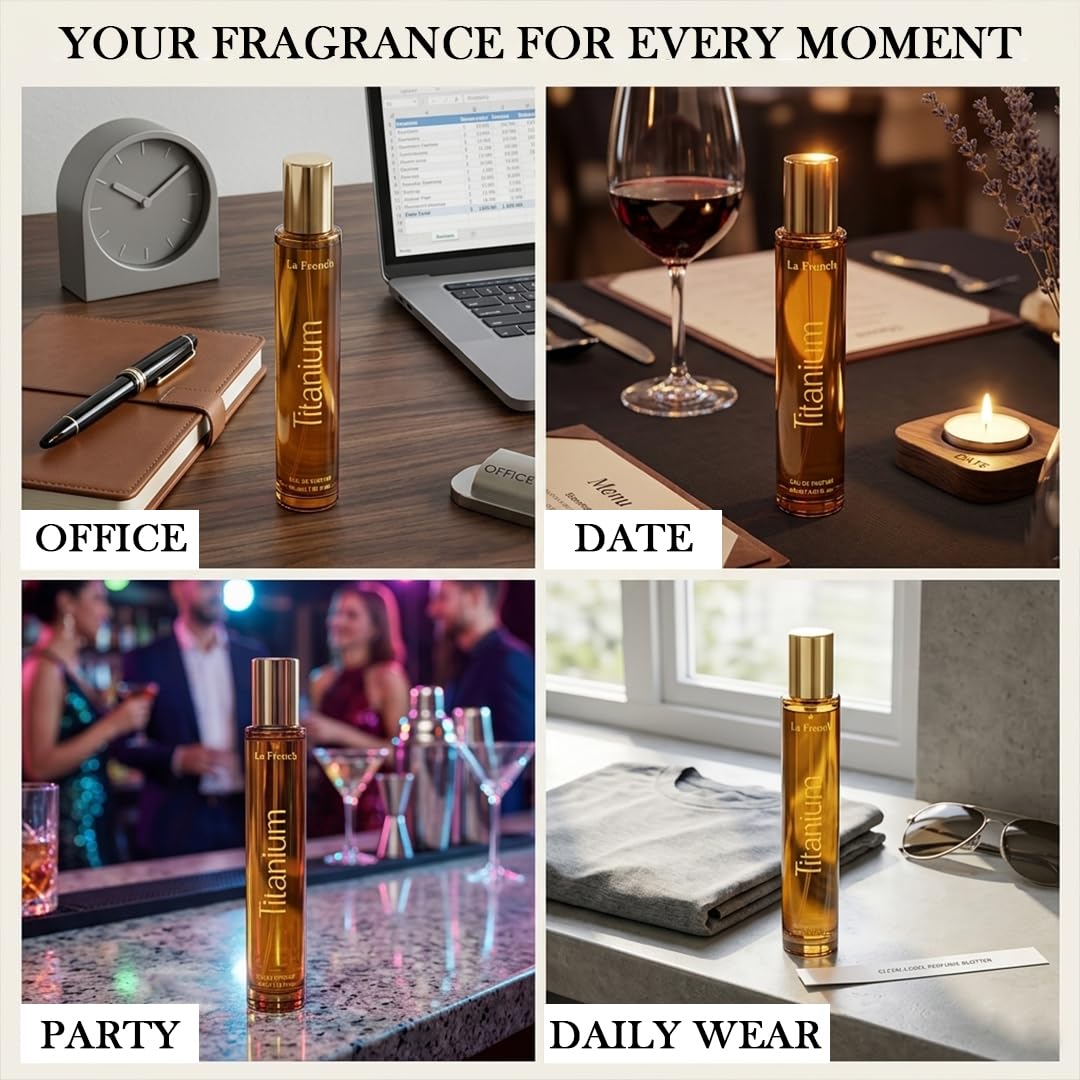 La French Titanium Perfume 30ml | Long Lasting Fresh Metallic Woody Fragrance for Men| Strong & Modern Signature Scent