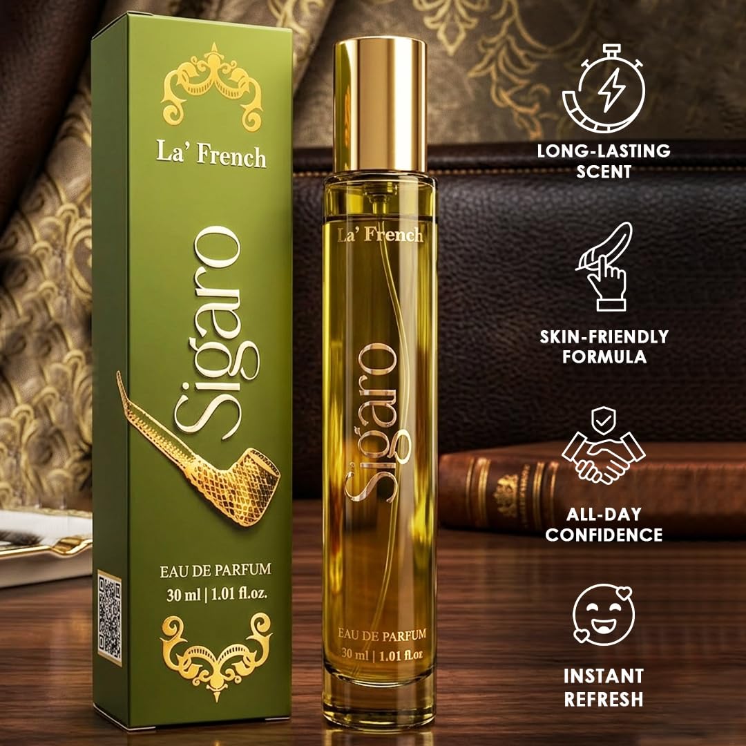 La French Sigaro Perfume 30ml | Long Lasting Tobacco Woody Spicy Fragrance for Men | Rich & Bold Signature Scent