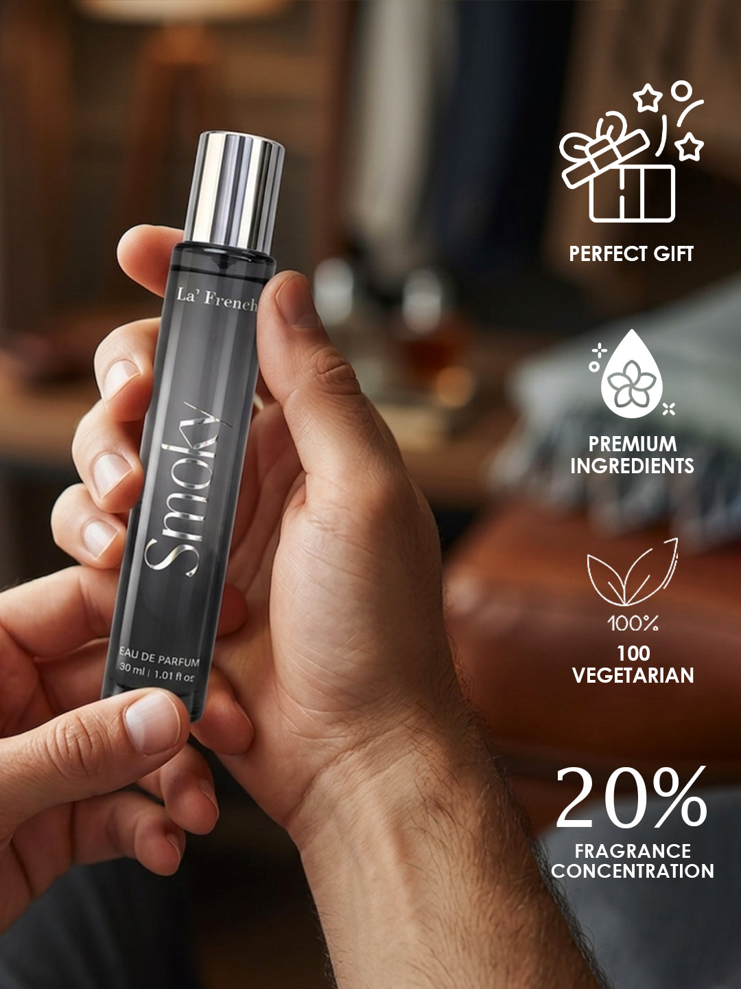 La French Smoky Perfume 30ml | Long Lasting Smoky Woody Spicy Fragrance for Men & Women | Premium Unisex Eau De Parfum | Dark & Intense Signature Scent