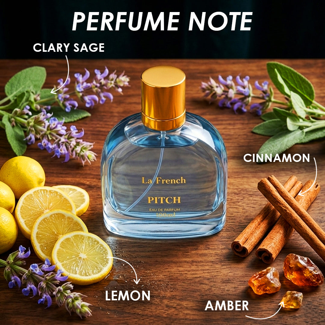 La French Pitch Unisex Perfume 100ml | Long-Lasting Premium Fragrance with Clary Sage, Lemon & Amber Notes | Refreshing, Elegant Scent for Office & Party