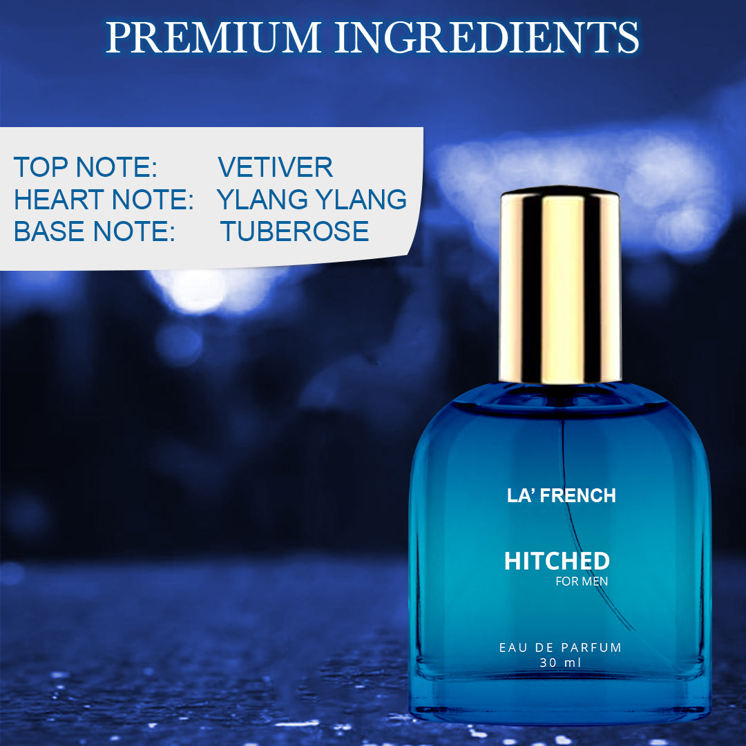Hitched Perfume For Men 30 ml | Eau De Parfum | Premium Luxury Long Lasting Fragrance Spray | Signature Scent | Date night fragrance | Body Spray for Men | Ideal gift for Men