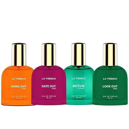 La French Perfume 30ml*4 i.e 120ml | Hang Out + Date Out + Look Out + Bestow For Men & Women