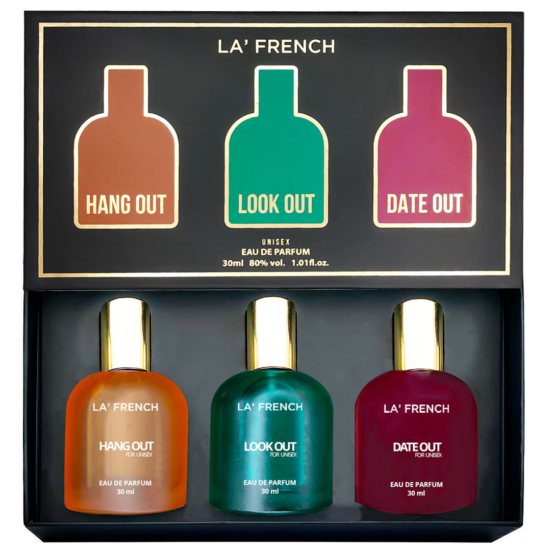 Luxury Perfume Gift Set for Unisex 3x30 ML Hang Out Look Out Date Out Perfume