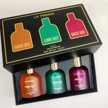 Luxury Perfume Gift Set for Unisex 3x30 ML Hang Out Look Out Date Out Perfume