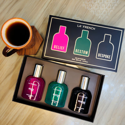 La French Man Perfume Gift Set 3 x 30 ml for Men | with Belief Bestow Bespoke Perfume | Woody, Citrusy Long Lasting EDP Fragrance Scent Best Gift Hamper Set for Men - hover